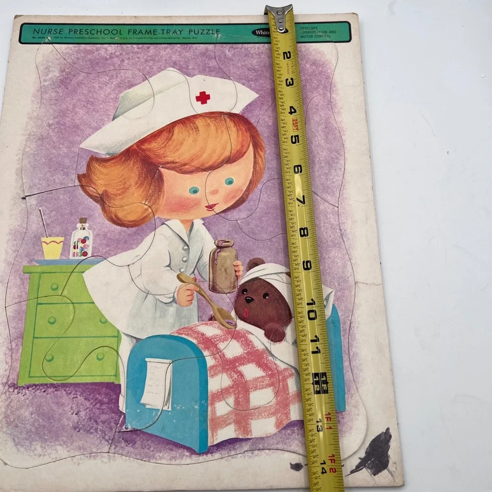 Vintage 1967 Whitman Nurse Preschool Frame Tray Puzzle 4530 Mid Century Toy